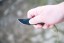 TOPS ALRT XL-05 compact fixed blade knife featuring a black hunter's point blade shape and black canvas micarta handles.